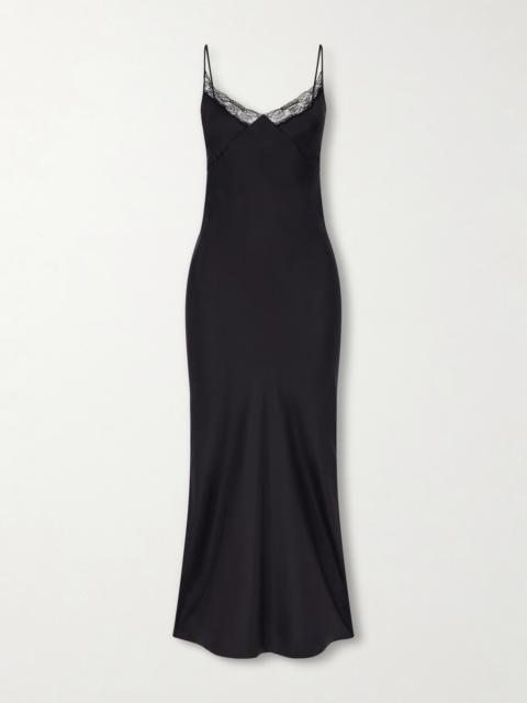 The Row Barina Lace-trimmed Silk-twill Midi Dress