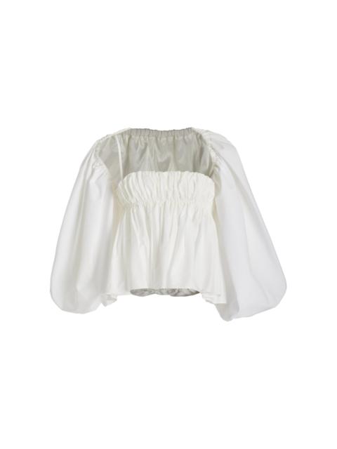 Momoko Pleated Cotton-Blend Top white
