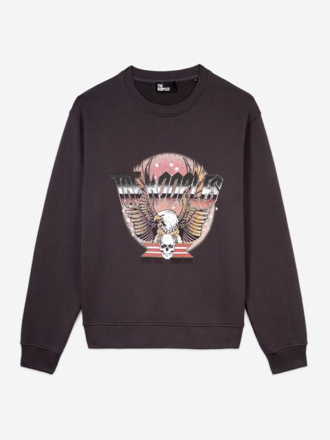 The Kooples CARBON GRAY SWEATSHIRT WITH ROCK EAGLE SERIGRAPHY