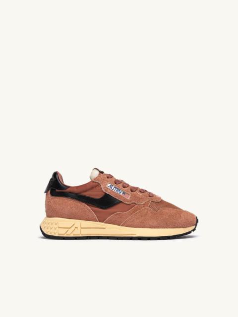 AUTRY REELWIND LOW SNEAKERS IN MOCHA AND BLACK NYLON AND SUEDE