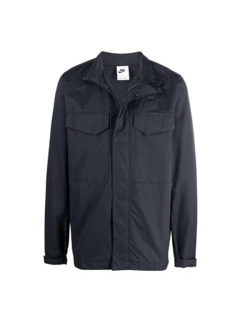 Nike Men's Nike Logo Embroidered Big Pocket High Collar Thin And Light Zipper Cardigan Long Sleeves Jacke