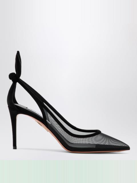 AQUAZZURA Black bow-tie mesh pumps