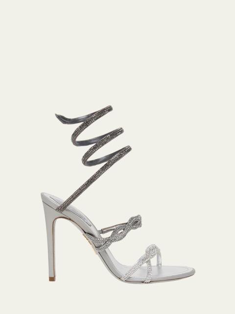 RENE CAOVILLA 105mm Crystal-Embellished Satin Snake-Wrap Sandals