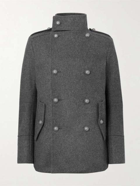 Balmain Double-Breasted Wool-Blend Peacoat