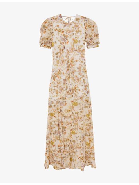 REISS Naia Floral-Print Woven Maxi Dress