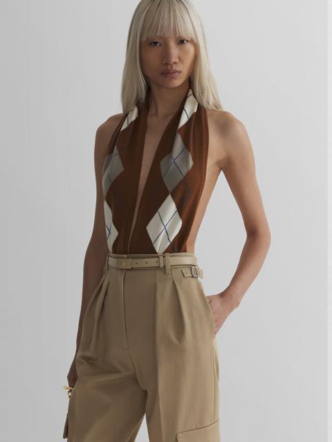 MUGLER brown cashmere argile bodysuit