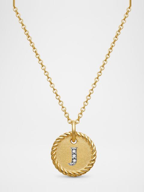DAVID YURMAN Cable Collectibles Initial Pendant Necklace with Diamonds in 18K Gold, 10mm, 16-18"L