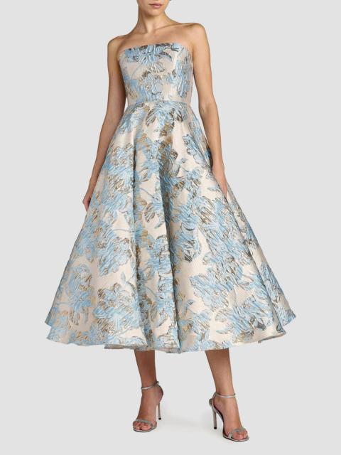 MAC DUGGAL Women's Strapless Floral Brocade Midi-Dress - Powder Blue