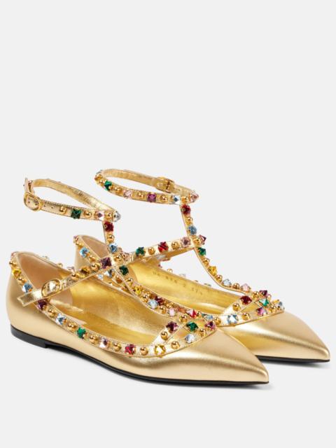 Valentino Rockstud metallic leather ballet flats