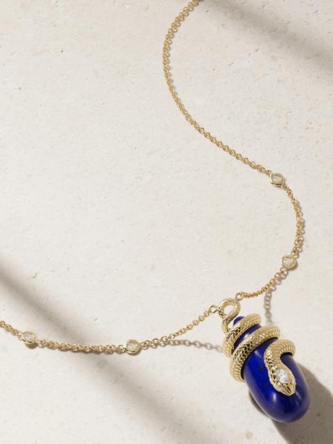 JACQUIE AICHE 14-karat Gold, Diamond And Lapis Lazuli Necklace