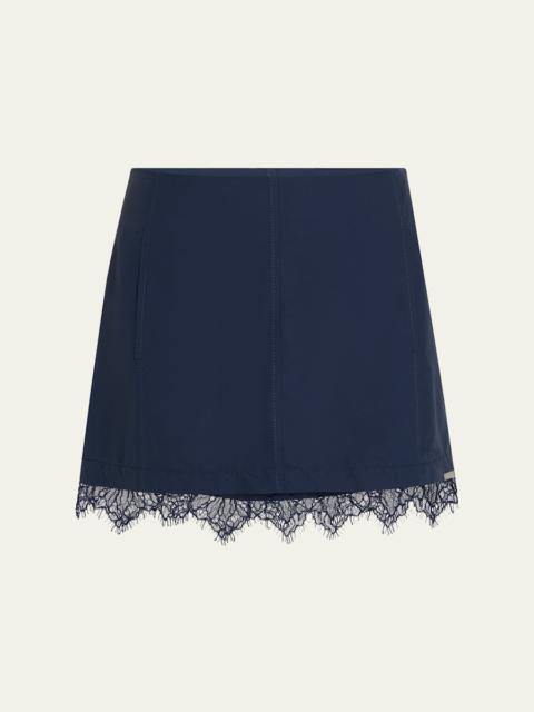 SIMKHAI Tobie Lace-Trim Mini Skirt