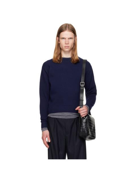 Tonywack Navy Wool & Silk Layered Sweater