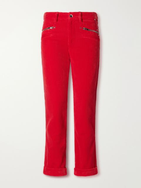 Isabel Marant Revene cropped cotton and linen-blend corduroy straight-leg pants Red
