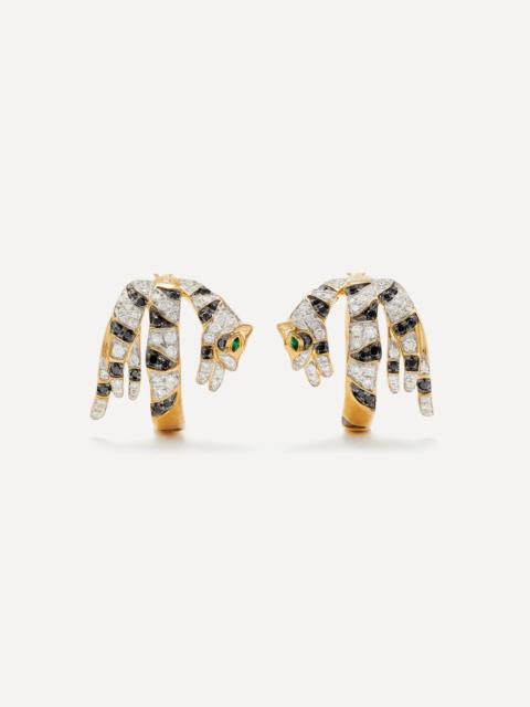 Yvonne Léon 9ct Gold Leopard Diamond Creole Hoop Earrings