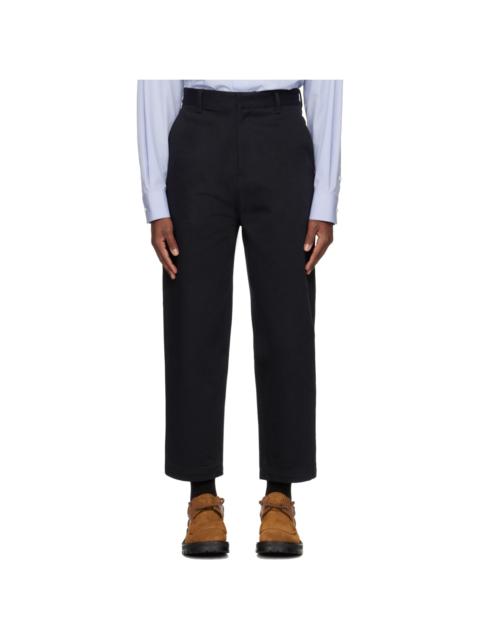 Navy Zip-Fly Trousers