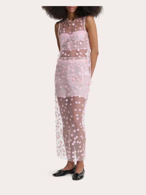 CECILIE BAHNSEN Gus Sequin Floral Sheer Tulle Pencil Skirt