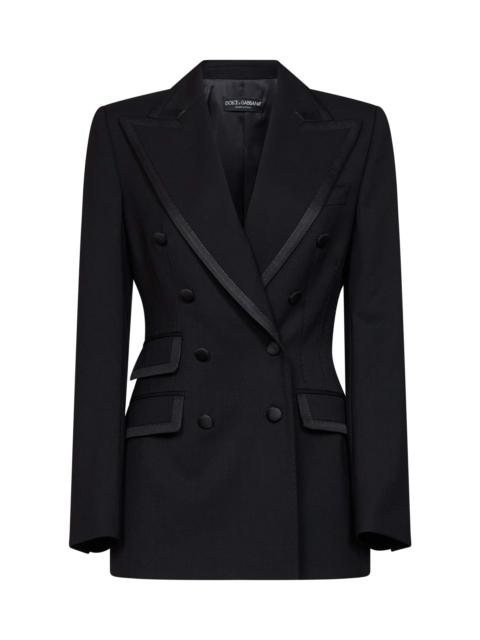 Dolce & Gabbana Black stretch twill Turlington double-breasted jacket