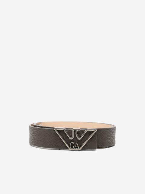 EMPORIO ARMANI logo-plaque pebbled-effect belt