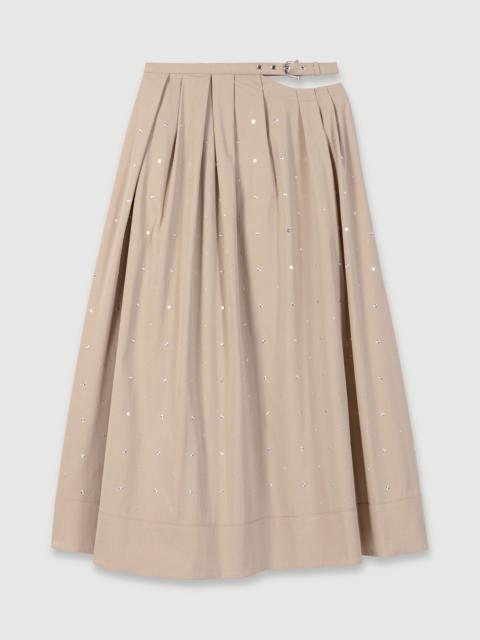 maje Long studded cotton skirt