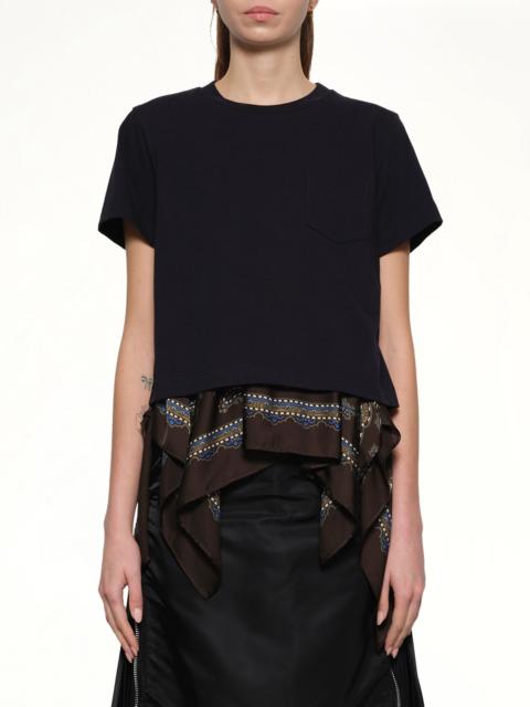 sacai Paisley Print x Cotton Jersey T-Shirt in Navy/Khaki