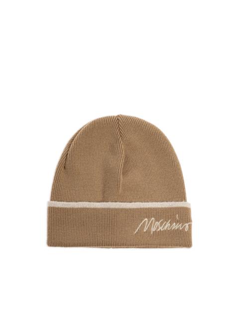 Moschino logo-embroidered ribbed beanie hat