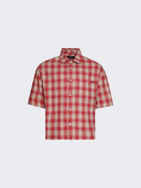 NAHMIAS Plaid Cropped Ss Shirt Cherry Plaid Flannel
