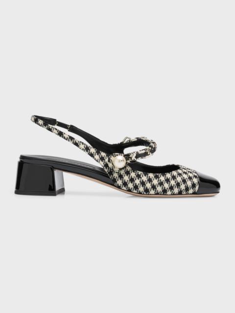 Gingham Patent Mary Jane Slingback Pumps