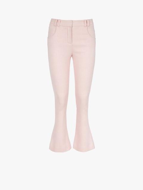 Balmain White and pale pink checkered flared pants