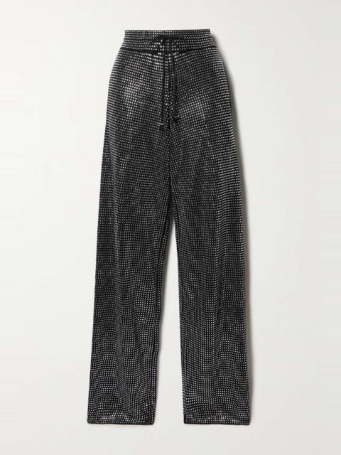Crystal-embellished cashmere wide-leg pants