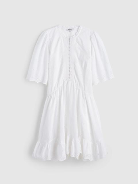 Madewell Eyelet Flutter Sleeve Mini Dress in Cotton