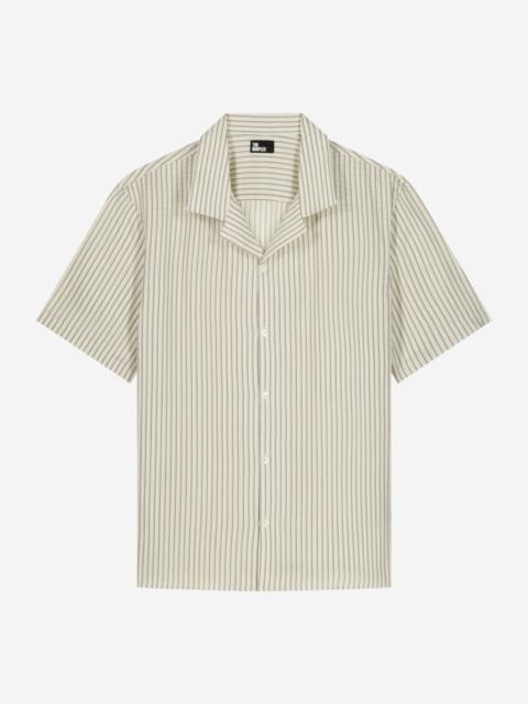 The Kooples WHITE STRIPED SHORT-SLEEVE SHIRT