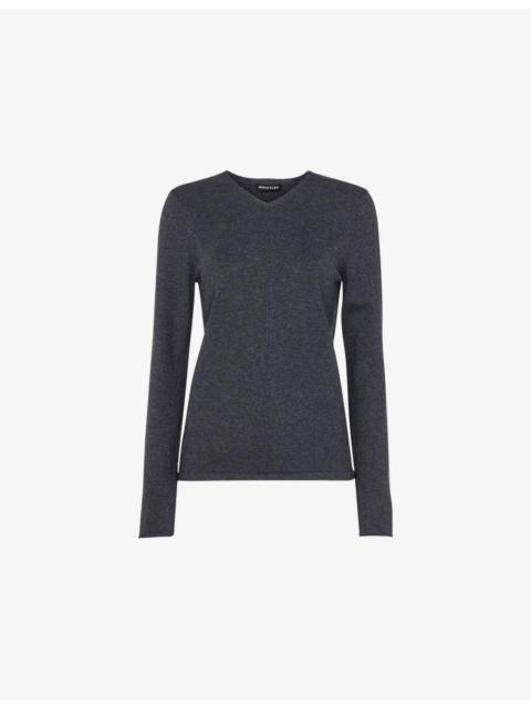 WHISTLES Mila V-Neck Cotton-Blend Jumper