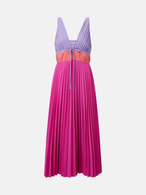 SIMKHAI Stephanie pleated poplin midi dress