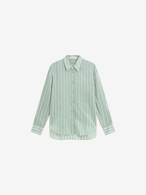 The Frankie Shop Peri Silk Shirt - Green Stripe