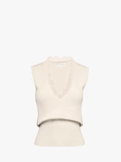 JW Anderson V-NECK LACE TRIM VEST