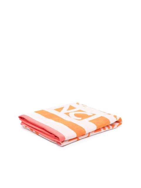 logo-print cotton beach towel