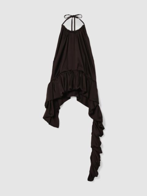 LIBEROWE TAMARA PEPLUM TOP CHOCOLATE SATIN