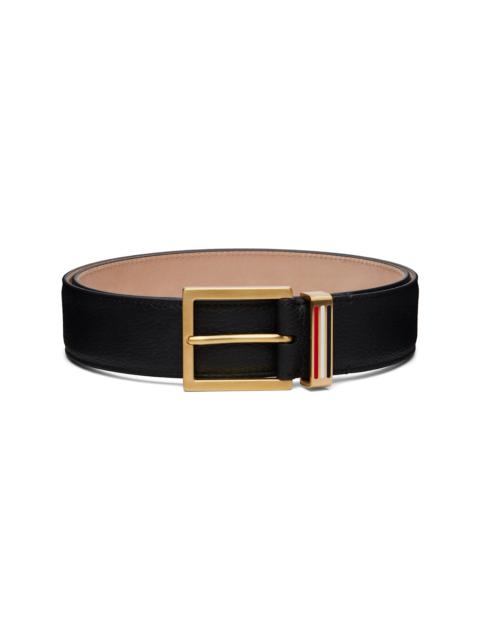 Thom Browne Black Soft Pebble Grain Metal Loop Belt