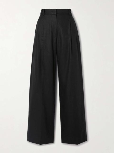 Another Tomorrow + NET SUSTAIN pleated linen wide-leg pants
