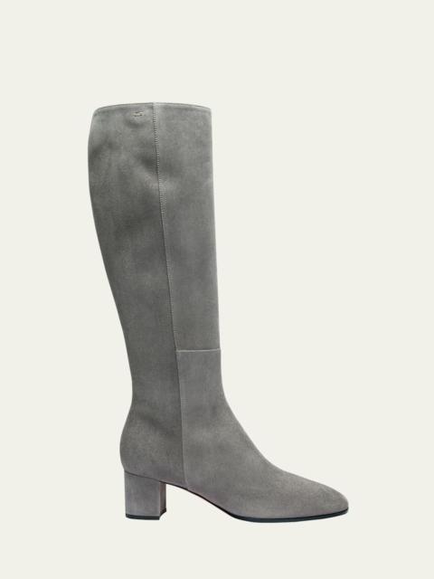 Santoni Suede Block Heel Knee Boots