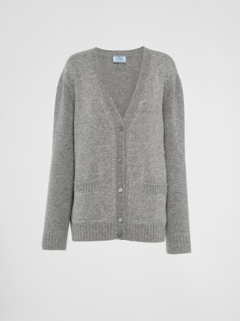 Prada Rhinestone-studded cashmere cardigan