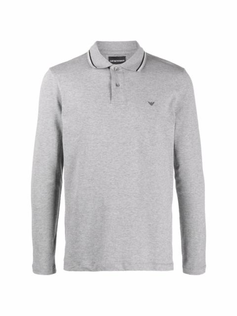 EMPORIO ARMANI longsleeved logo-print polo shirt