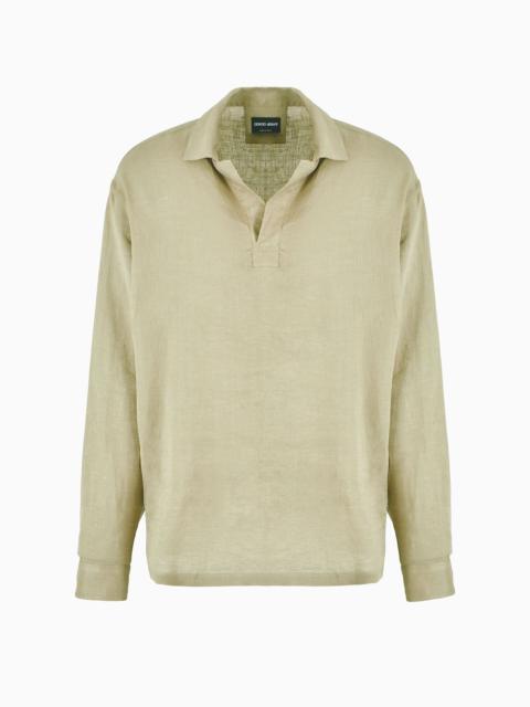 GIORGIO ARMANI Shirt in linen canvas