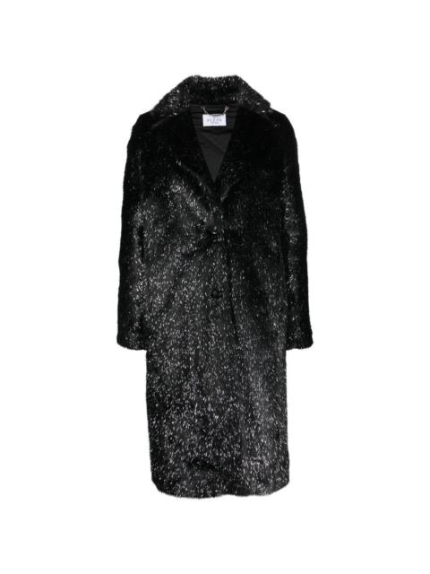 skull-print faux-fur coat