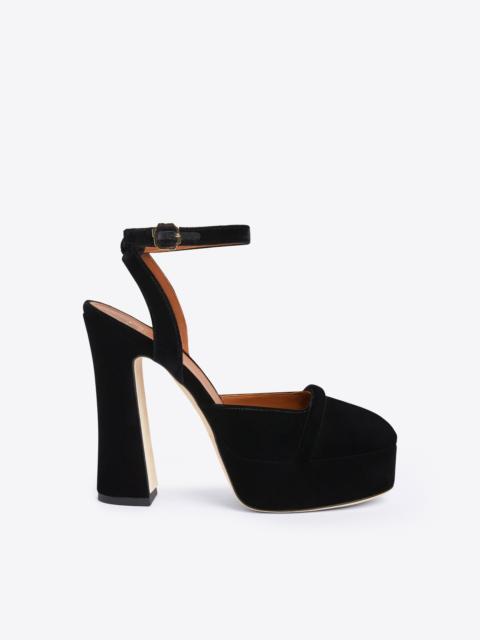 MALONE SOULIERS Mora 125 - Black Velvet Ankle Strap Sandals