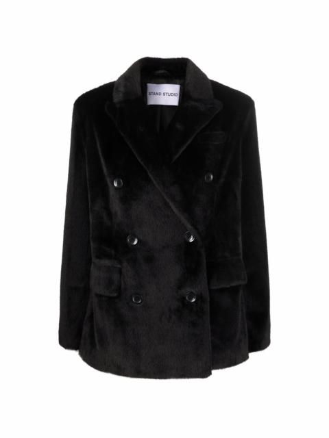 faux-fur double-breasted coat