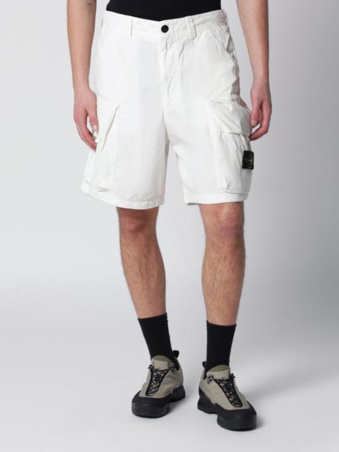 Stone Island White cotton and nylon ripstop cargo shorts