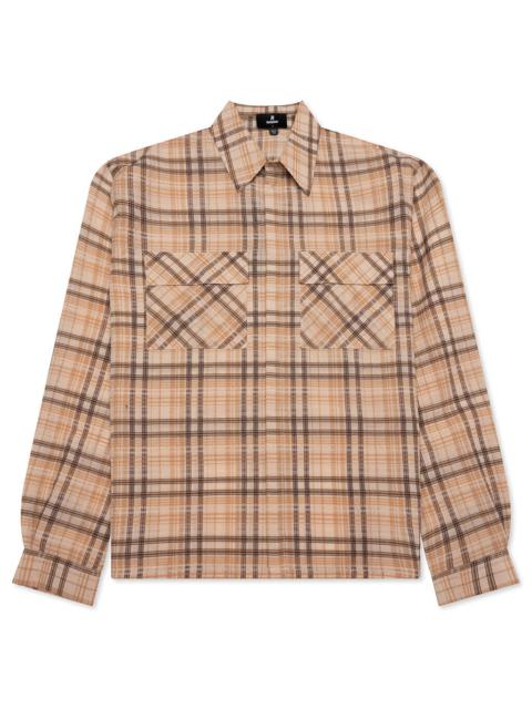 REPRESENT SHEER FLANNEL SHIRT - BROWN CHECKER