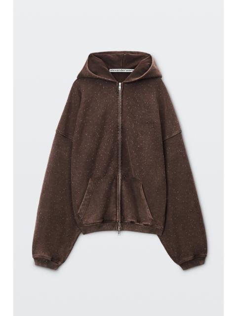 Alexander Wang crystal hotfix oversized zip-up hoodie