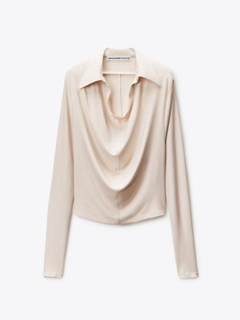 Alexander Wang Cowl Placket Long Sleeve Top